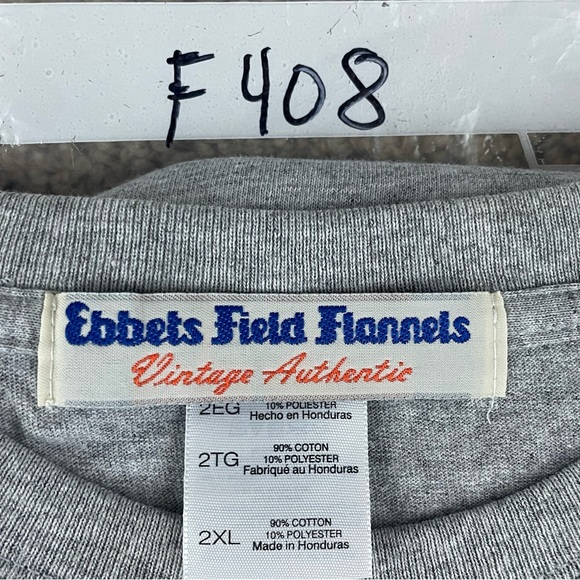Ebbets Field Flannels T Shirt Mens 2XL Baseball Gray Short Sleeve F408 - Picture 8 of 8